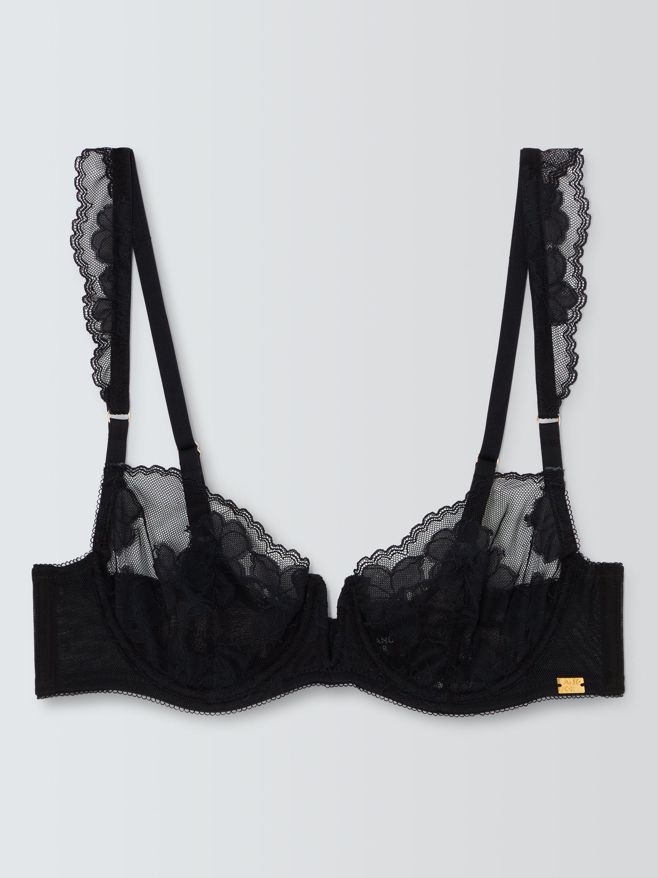 Product image 4 of 6, which shows AND/OR Kellie Lace Balcony Bra, Black, 30E