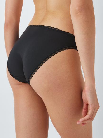 John Lewis Modal Lace Bikini Briefs, Pack of 3 - view 2, Black/White
