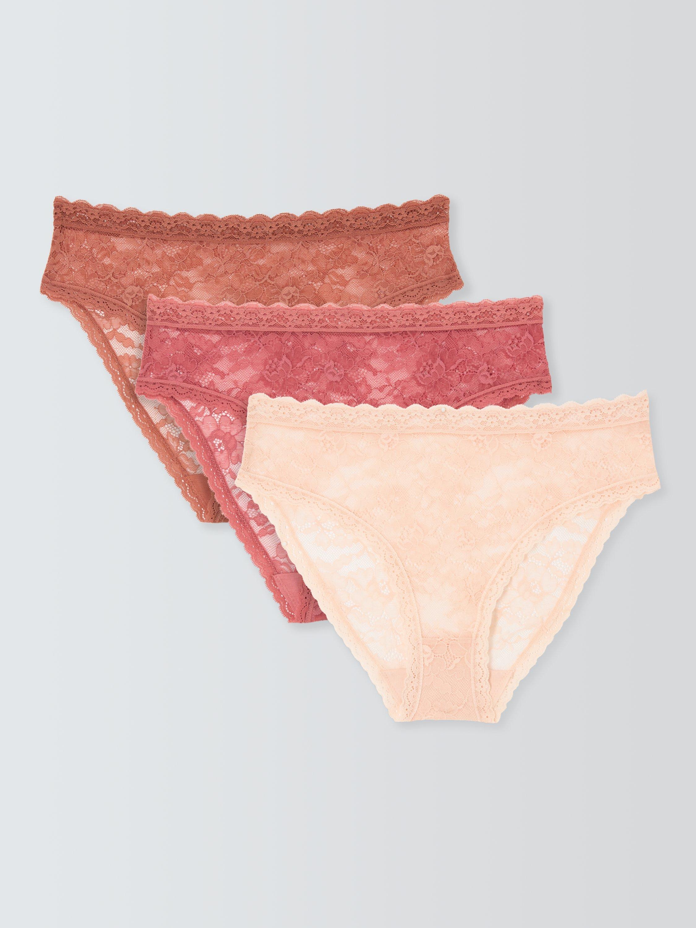 Product image 1 of 6, which shows John Lewis Helenca Bikini Briefs, Pack of 3, Pink/Multi, 8