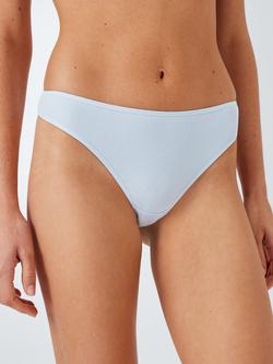 John Lewis Modal Ribbed Thong, Pack of 3, Blue/Pink - view 2, Blue/Pink