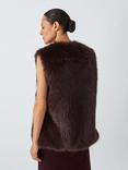 John Lewis Faux Fur V-Neck Gilet, Purple Aubergine