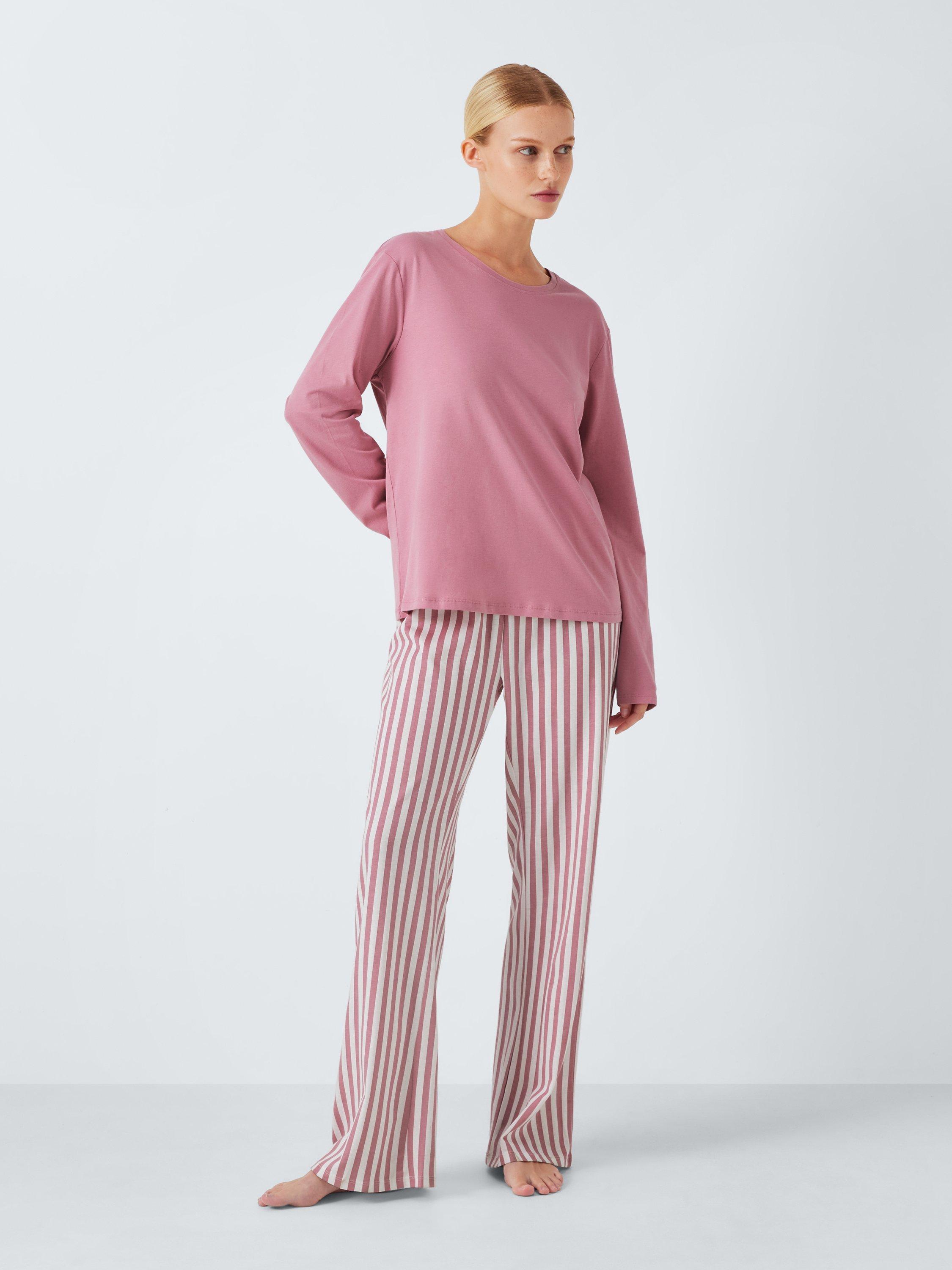 John Lewis Plain Stripe Cotton Jersey Pyjama Set