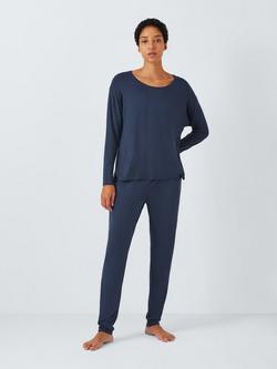 John Lewis Zara Long Sleeve Jersey Pyjama Set, Navy