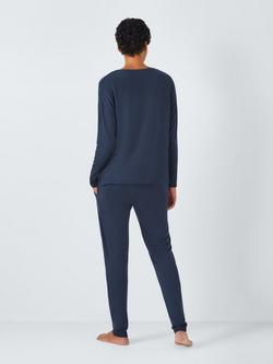 John Lewis Zara Long Sleeve Jersey Pyjama Set - view 2, Navy