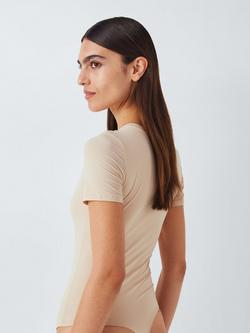 John Lewis Smoothing Short Sleeve Bodysuit - view 2, Almond