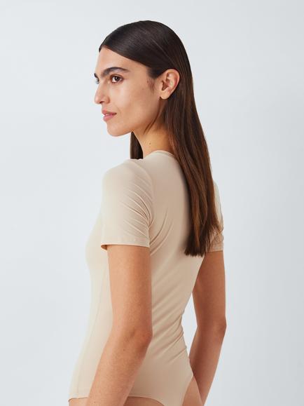 John Lewis Smoothing Short Sleeve Bodysuit - view 2, Almond