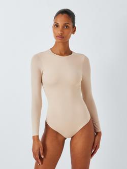 John Lewis Smoothing Long Sleeve Bodysuit, Almond