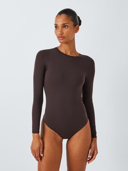 John Lewis Smoothing Long Sleeve Bodysuit, Chocolate