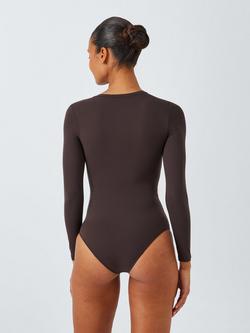 John Lewis Smoothing Long Sleeve Bodysuit - view 2, Chocolate