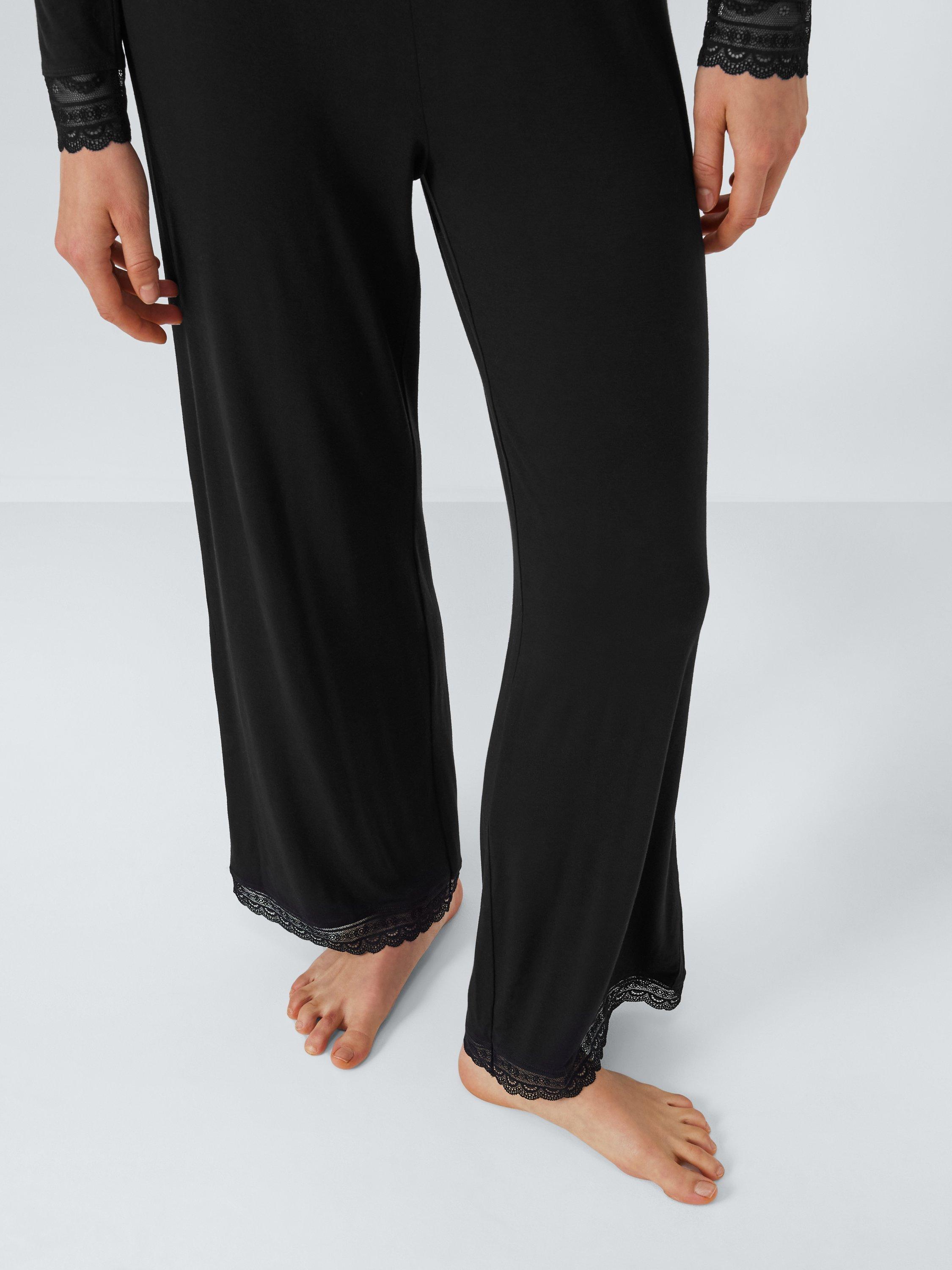 John Lewis Willow Lace Trim Pyjama Bottoms Black
