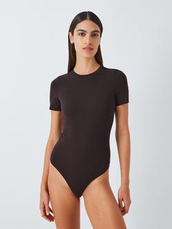 John Lewis Smoothing Short Sleeve Bodysuit, Chocolate