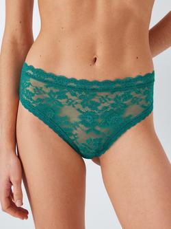 John Lewis Helenca Lace Bikini Knickers, Pack of 3 - view 2, Blue/Green