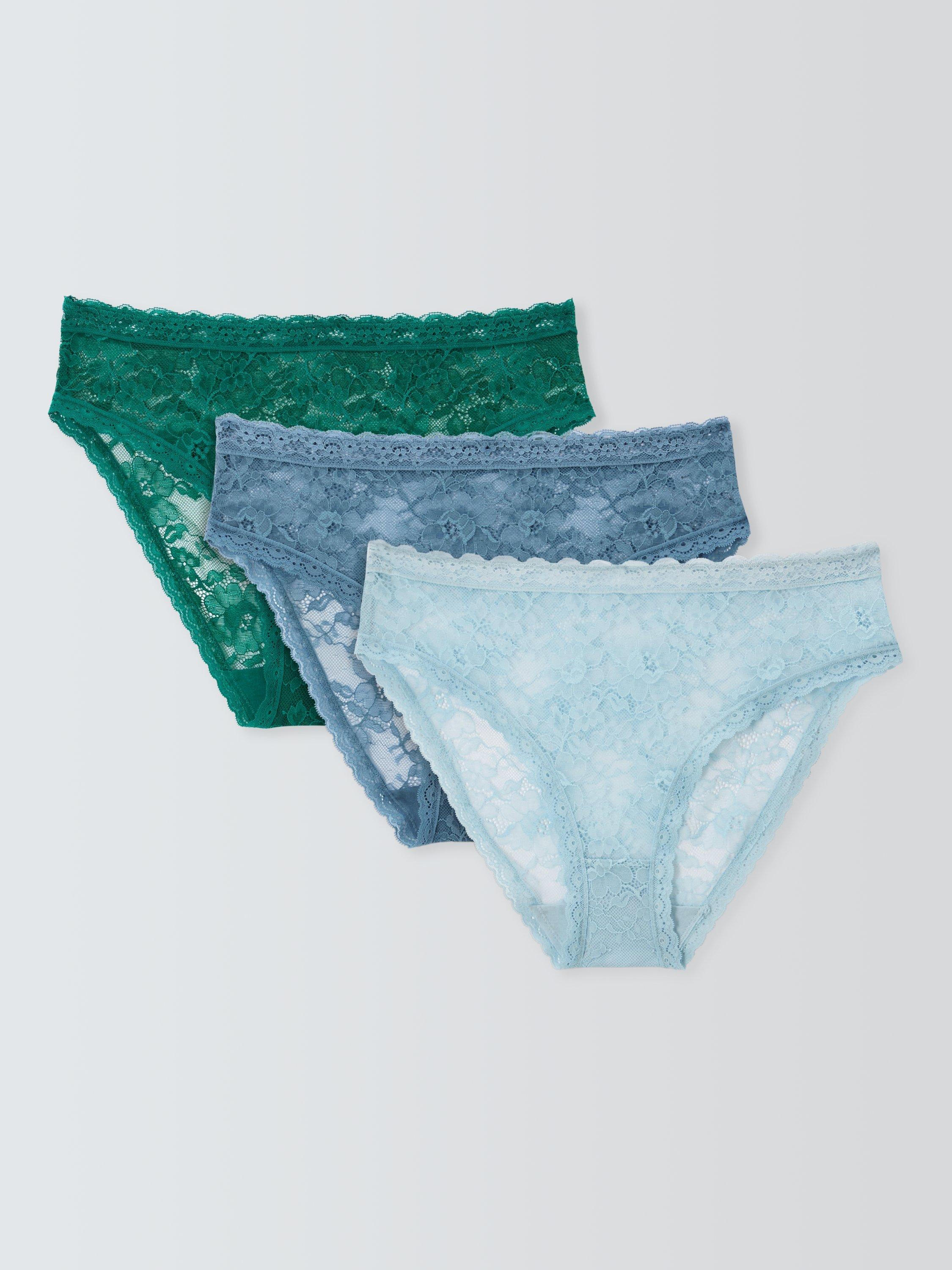 Product image 1 of 6, which shows John Lewis Helenca Bikini Briefs, Pack of 3, Blue/Multi, 10