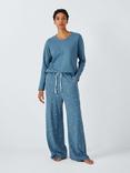 John Lewis Snowflake Wide Leg Pyjama Set, Blue