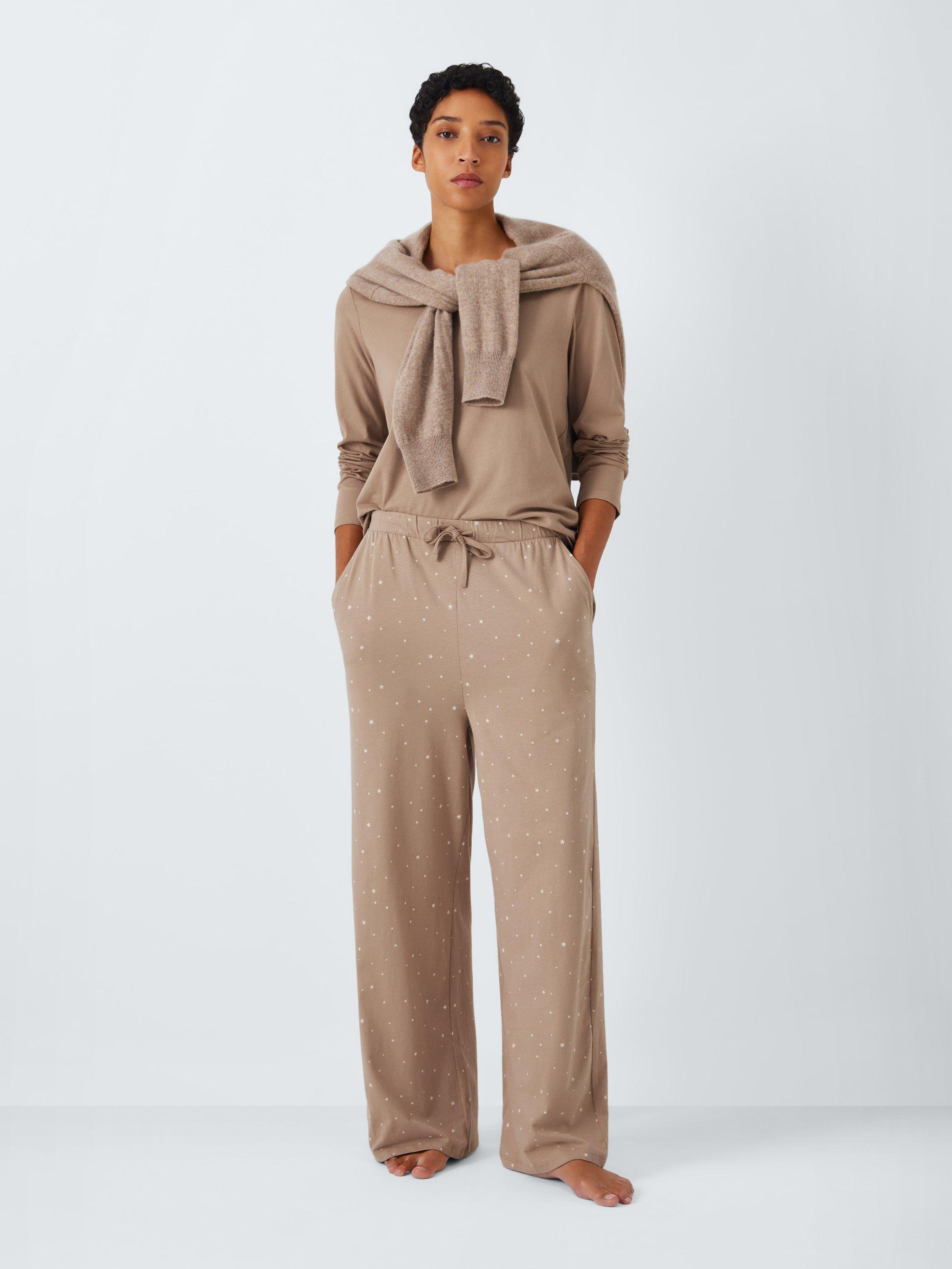 John Lewis Star Jersey Wide Leg Pyjama Set Caramel