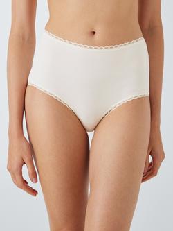 John Lewis Modal and Narrow Lace Bikini Knickers, Pack of 3, Black/White/Almond - view 2, Black/White/Almond