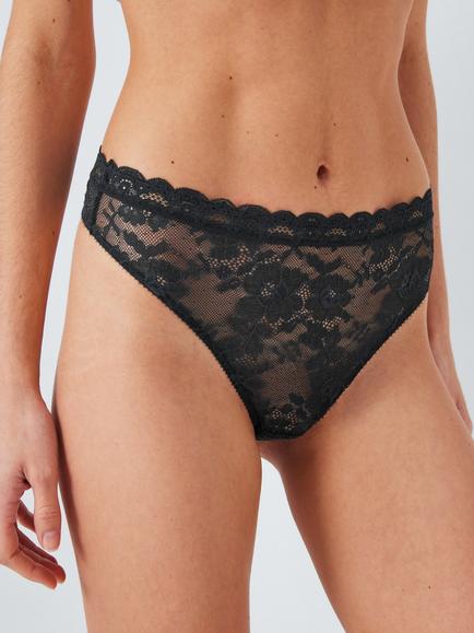 John Lewis Helenca Thong, Pack of 3, Neutral/Navy - view 2, Neutral/Navy