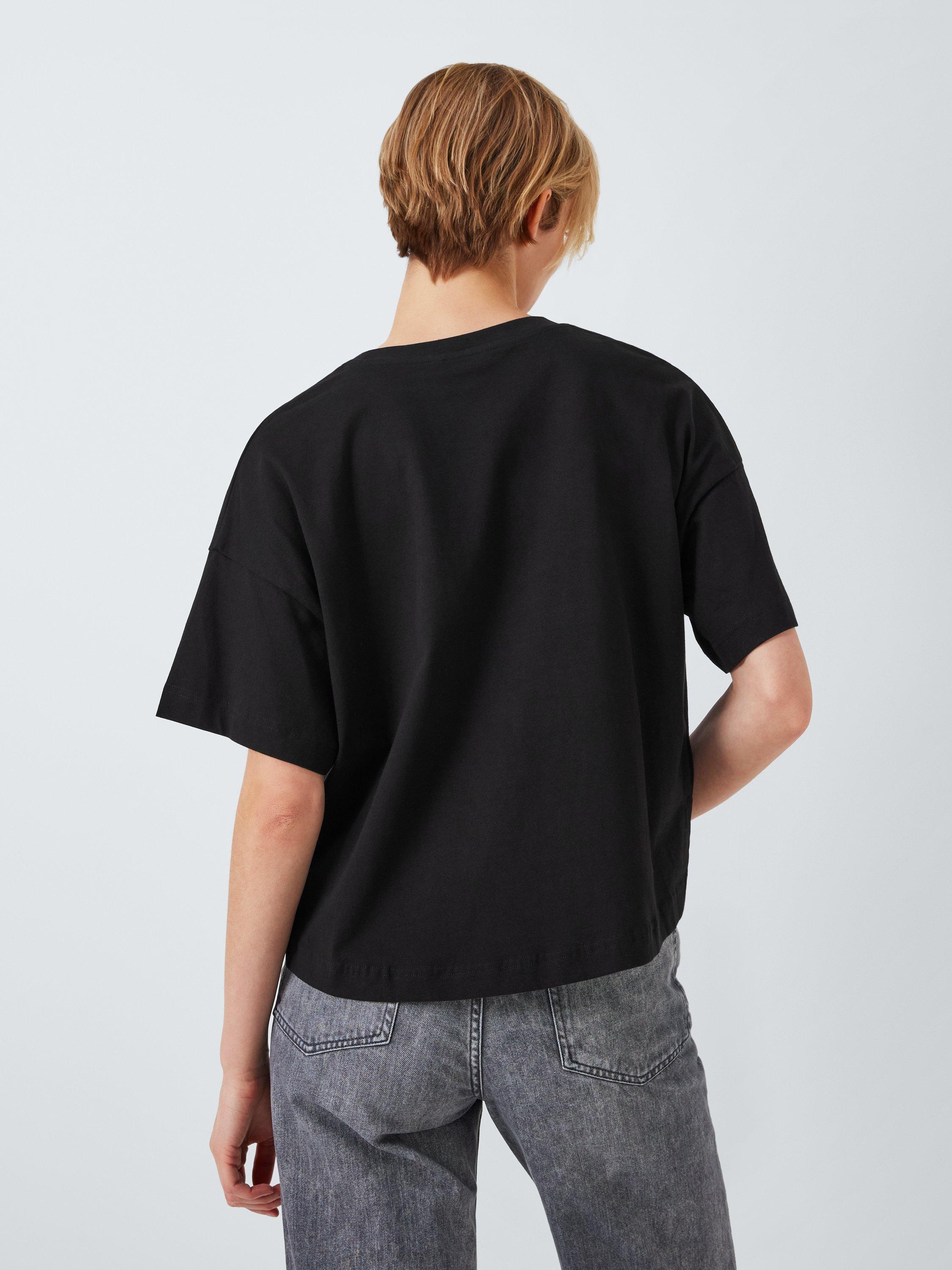 John Lewis ANYDAY Cotton Boxy Fit T-Shirt, Black, XS