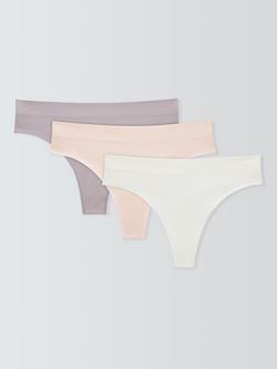 John Lewis Seamless Thong, Pack of 3, Neutral/Multi