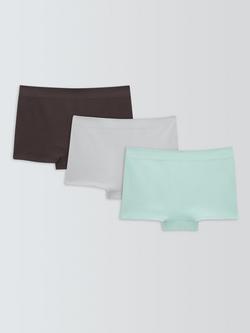 John Lewis Seamless Short Knickers, Pack of 3, Greens/Multi, Greens/Multi