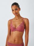 AND/OR Wren Lace Underwired Plunge Bra, B-F Cup Sizes, Mauve Pink