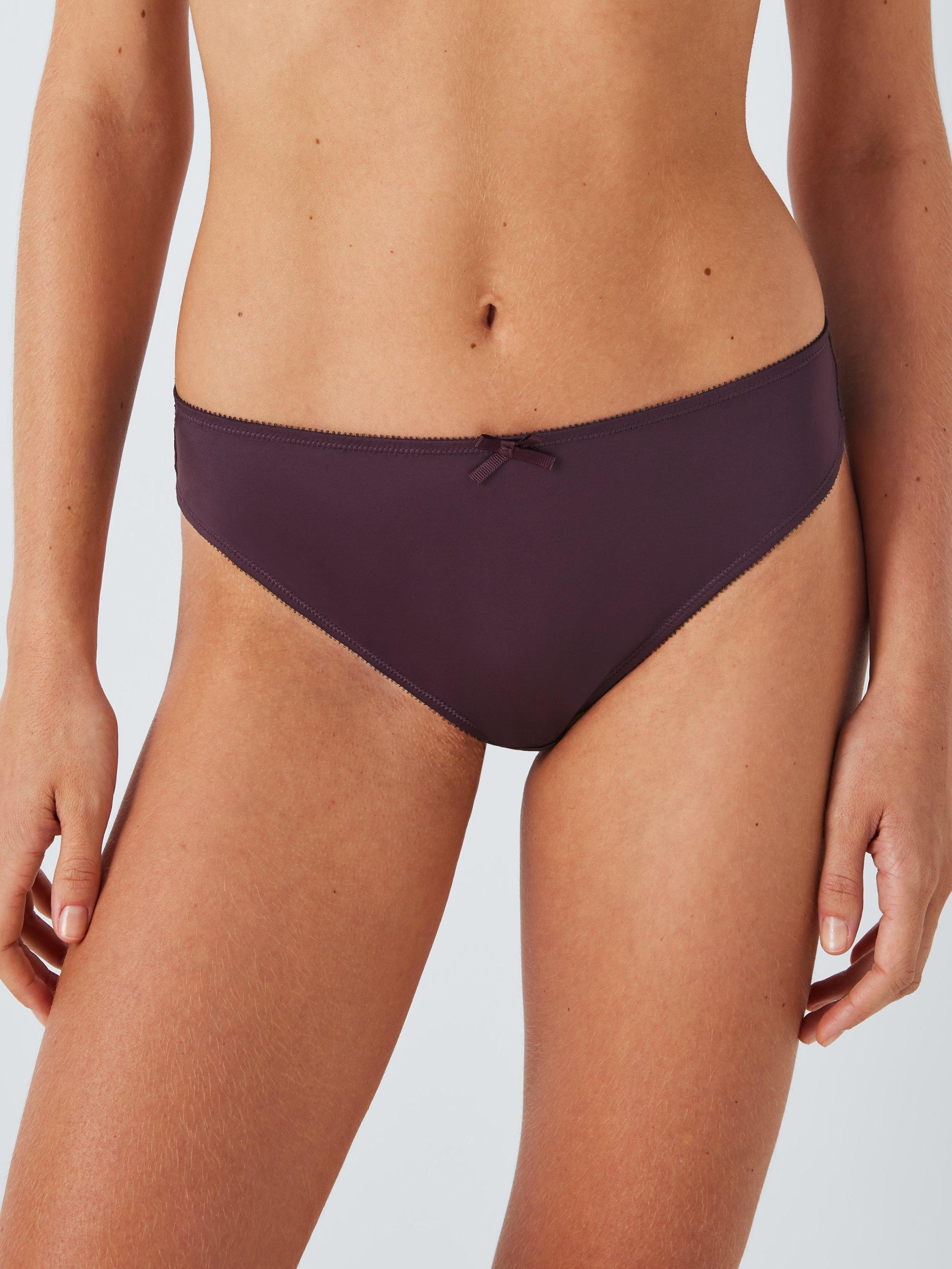 John Lewis Daisy Lace Bikini Knickers, Plum, 10