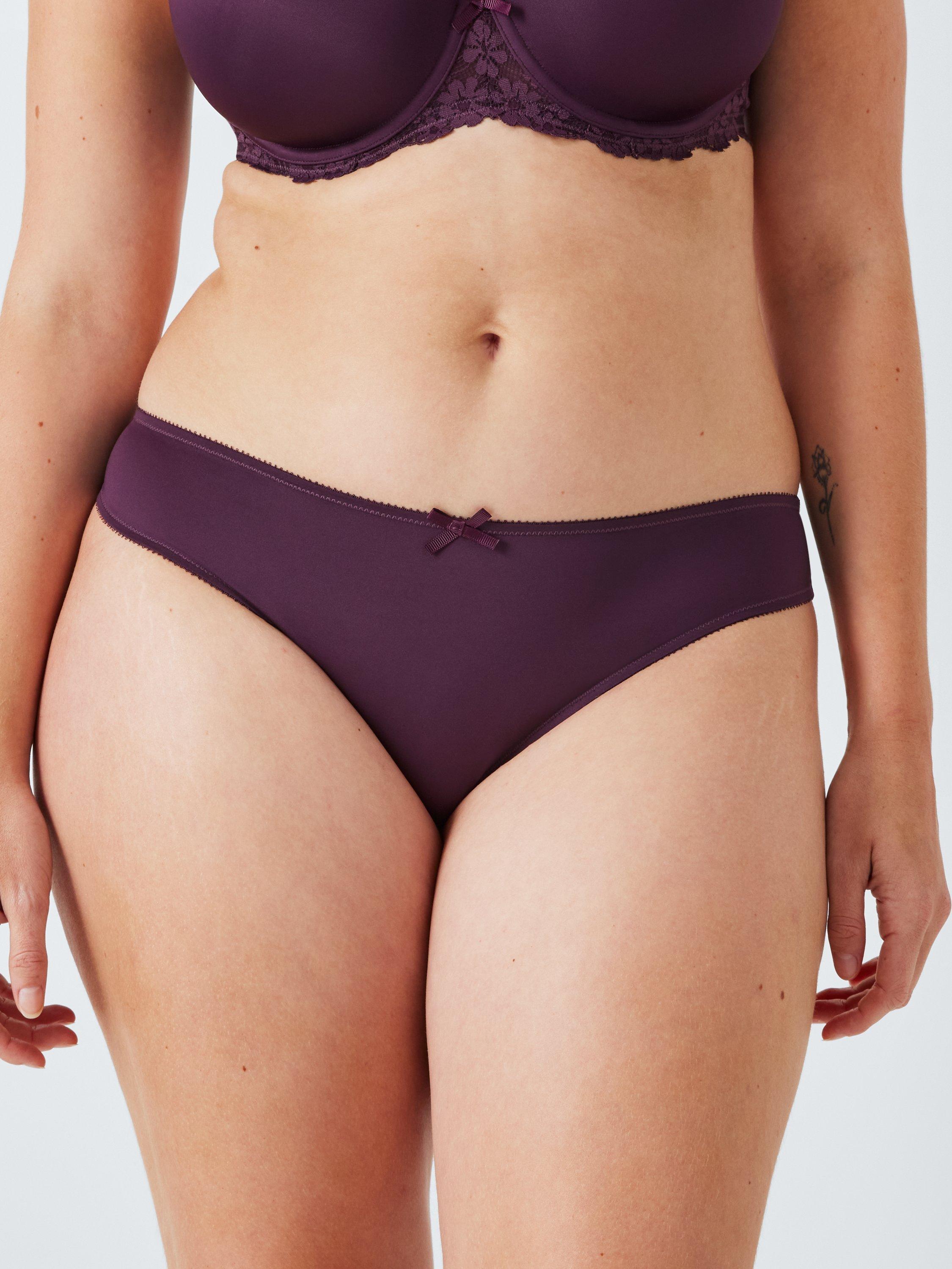John Lewis Daisy Lace Bikini Knickers, Plum, 10