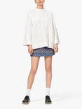 nué notes Charlie Oversized Wool Blend Cable Knit Jumper, Egret