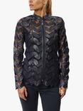 James Lakeland Leather Leaf & Organza Jacket, Navy