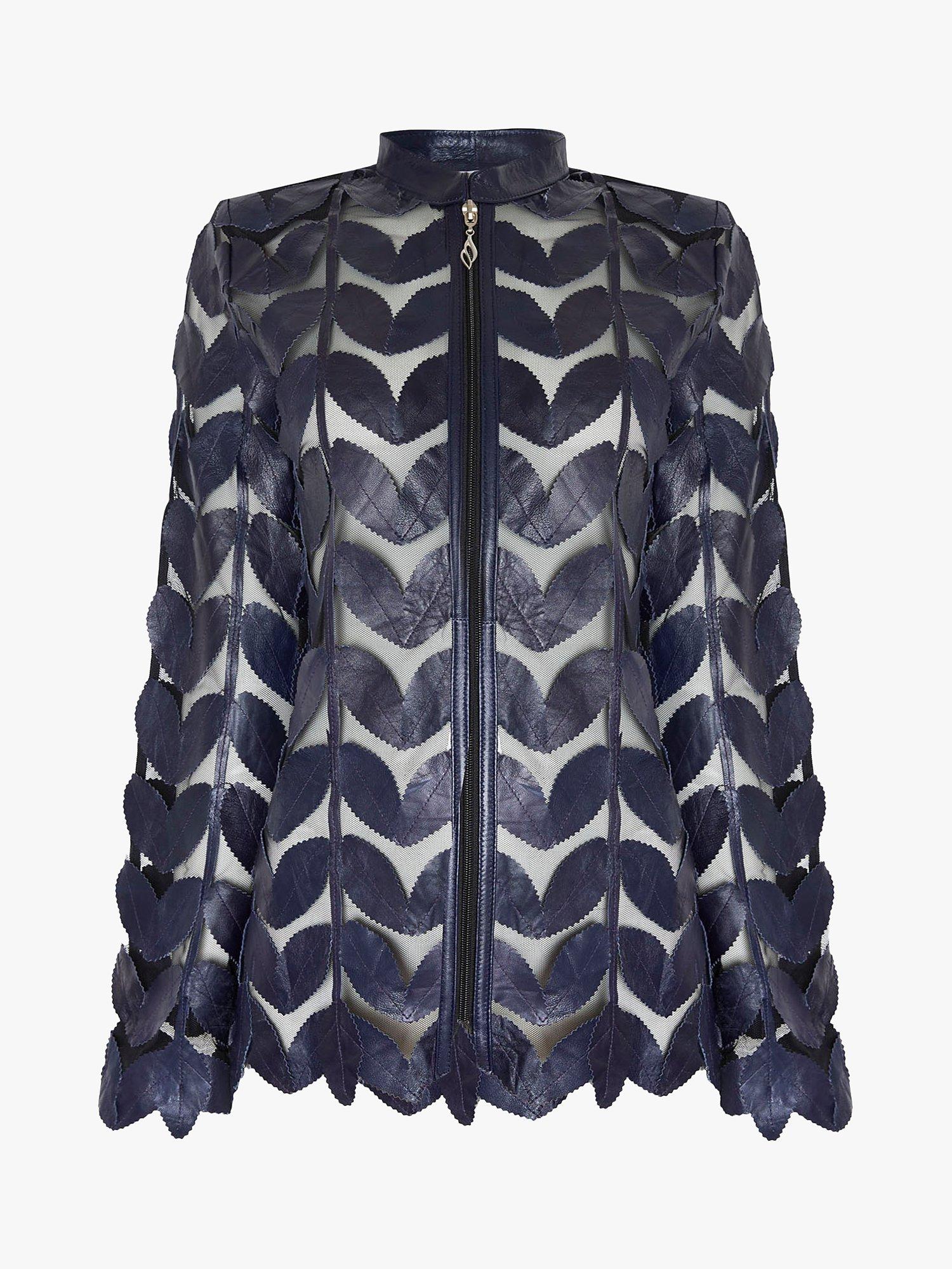 Product image 5 of 5, which shows James Lakeland Leather Leaf & Organza Jacket, Navy, 8