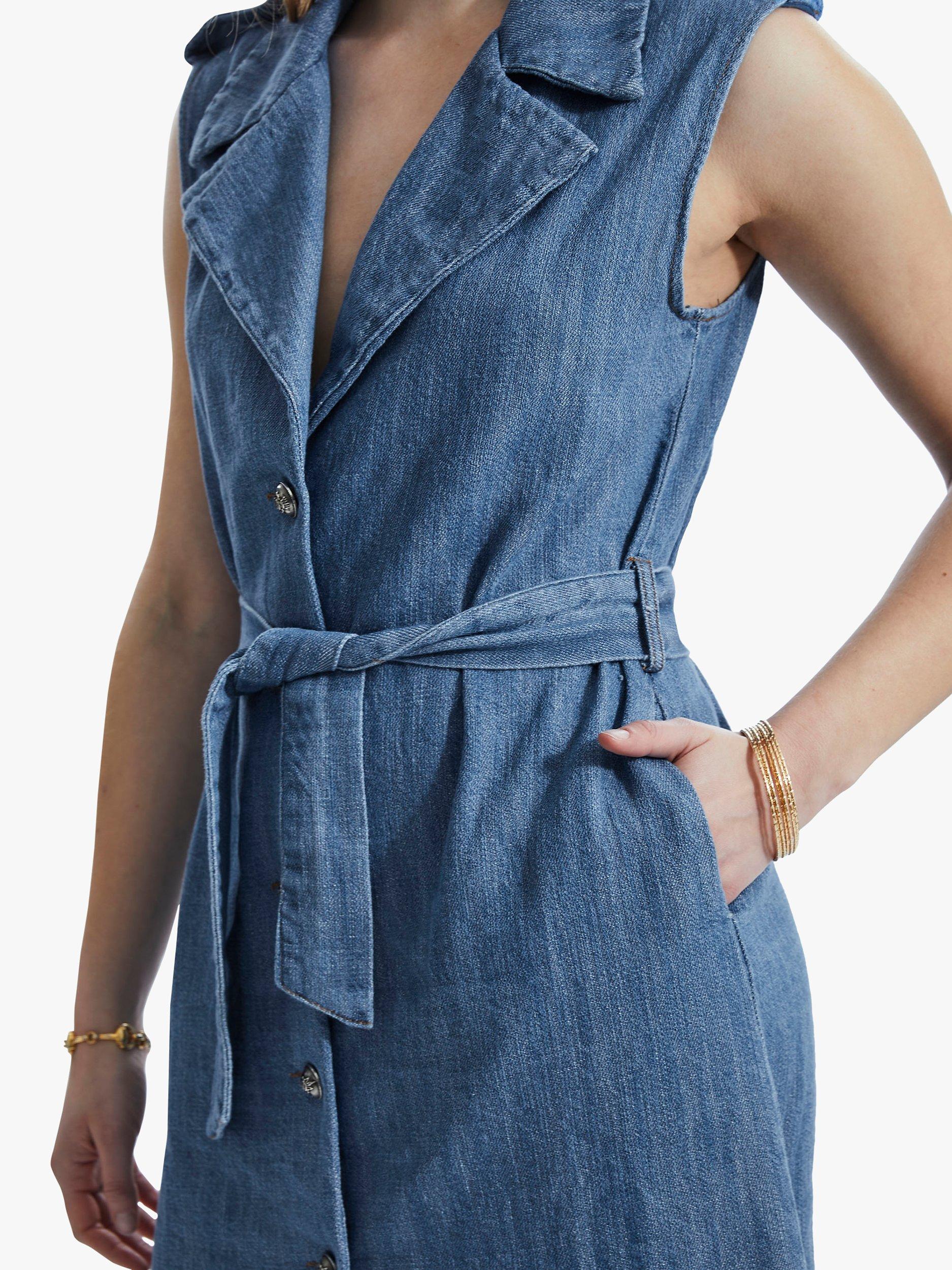 Product image 3 of 5, which shows James Lakeland Sleeveless Denim Blazer Dress, Blue, 8