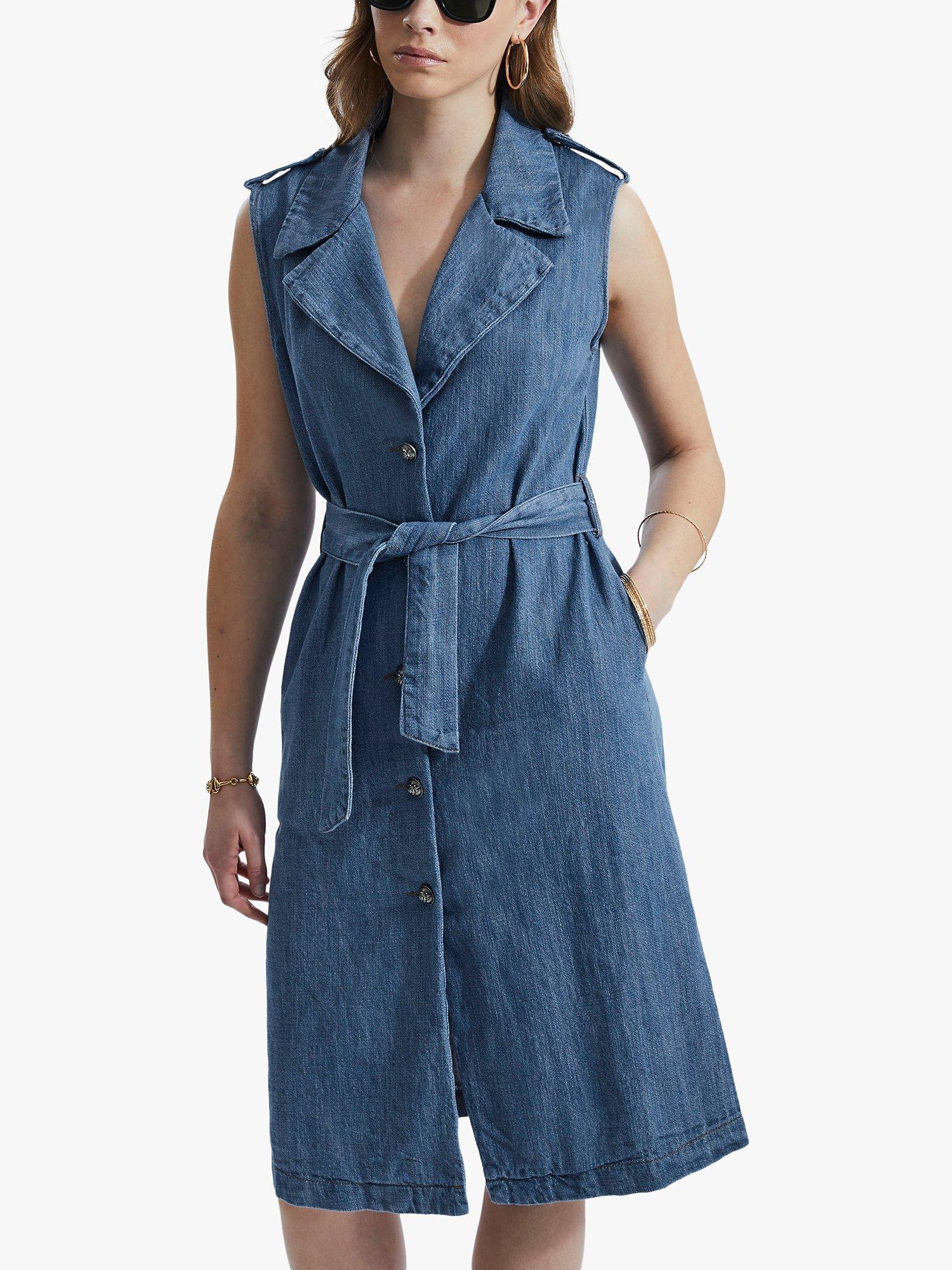 Product image 4 of 5, which shows James Lakeland Sleeveless Denim Blazer Dress, Blue, 8