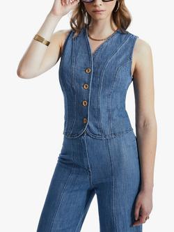 James Lakeland Denim Vest Gilet, Denim, Denim