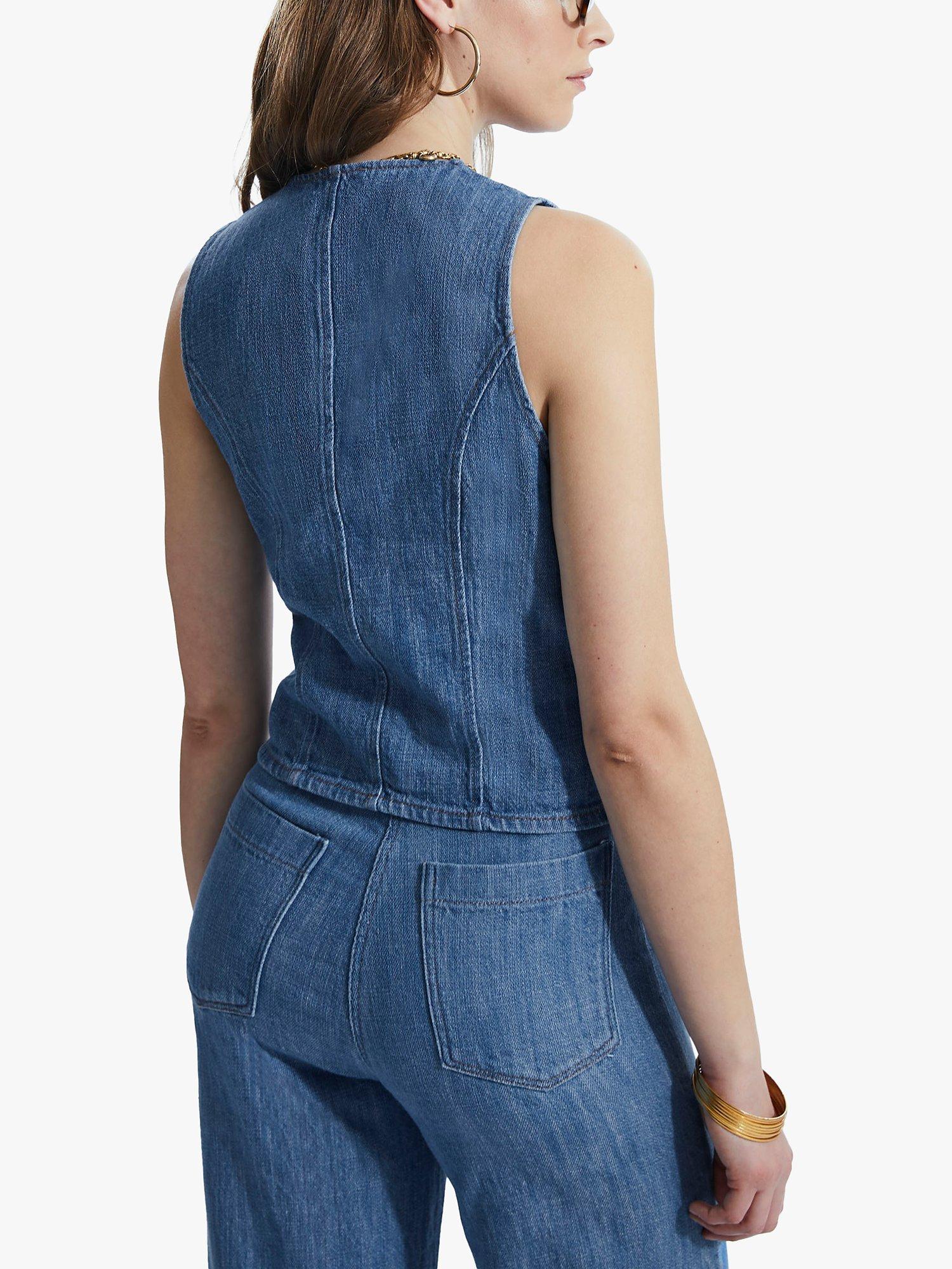 James Lakeland Denim Vest Gilet, Denim, 8