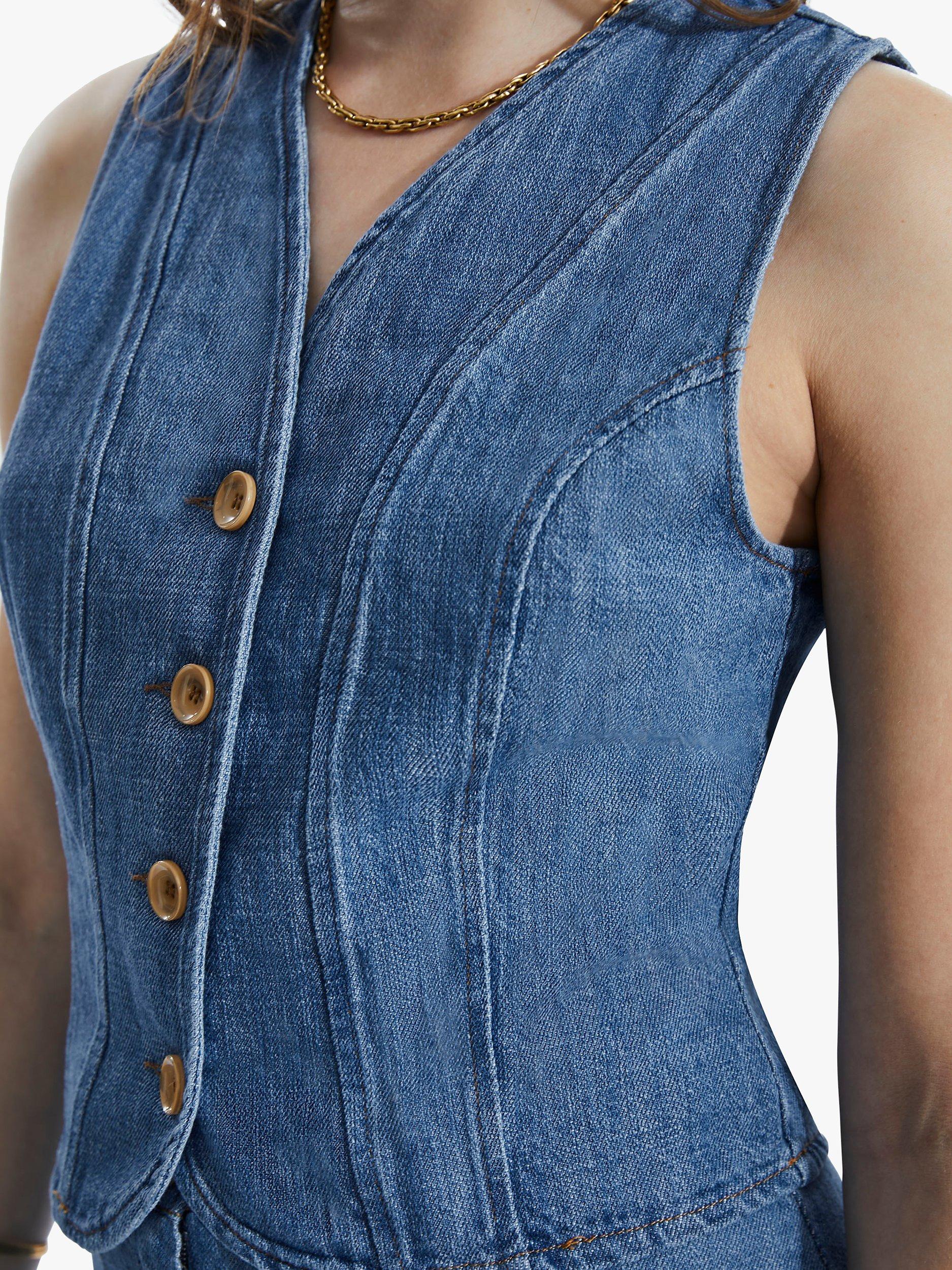 James Lakeland Denim Vest Gilet, Denim, 8