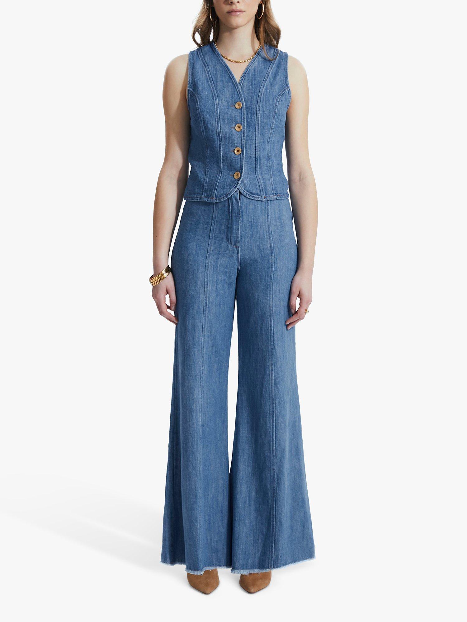 James Lakeland Denim Vest Gilet, Denim, 8