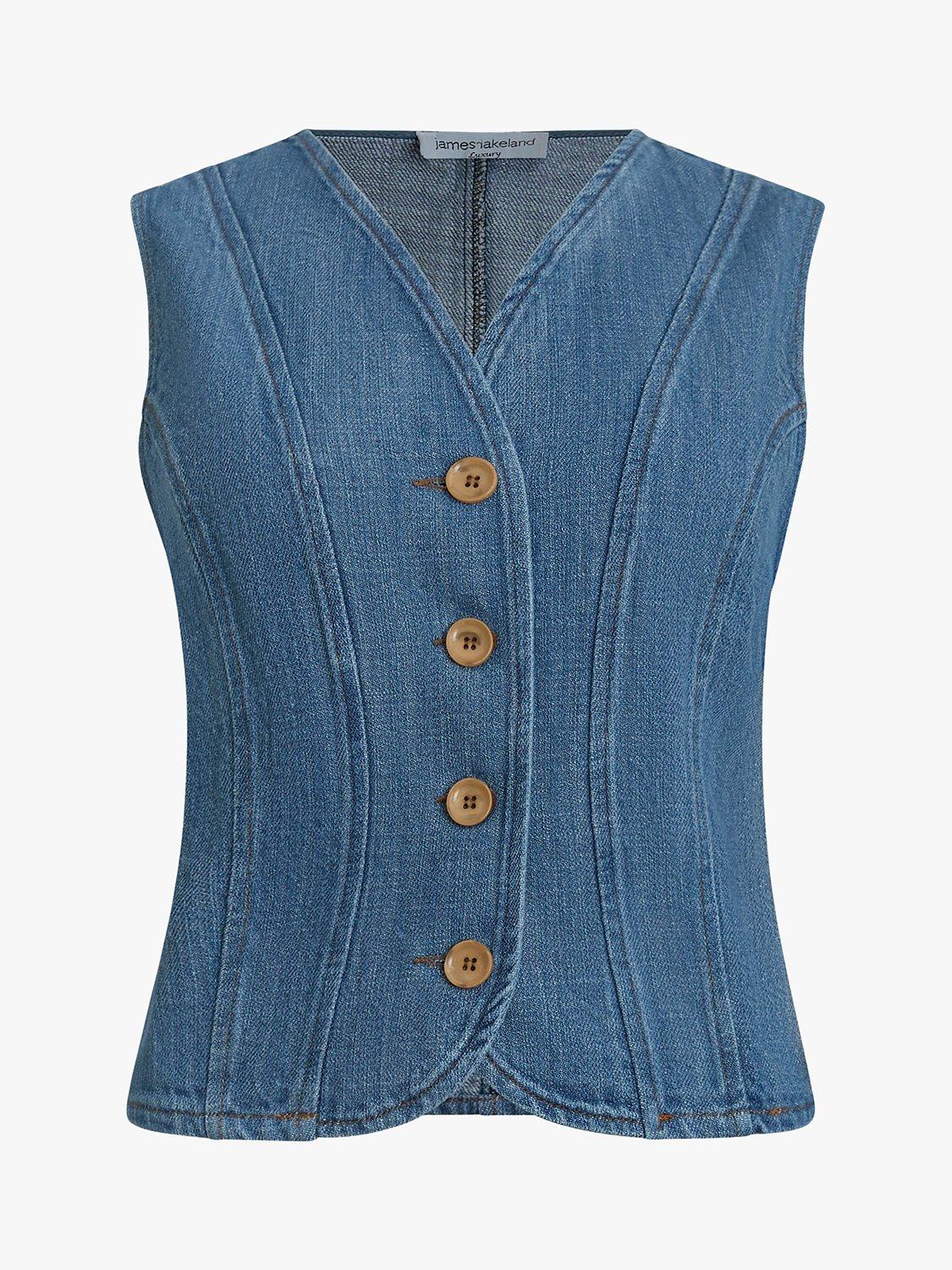 James Lakeland Denim Vest Gilet, Denim, 8