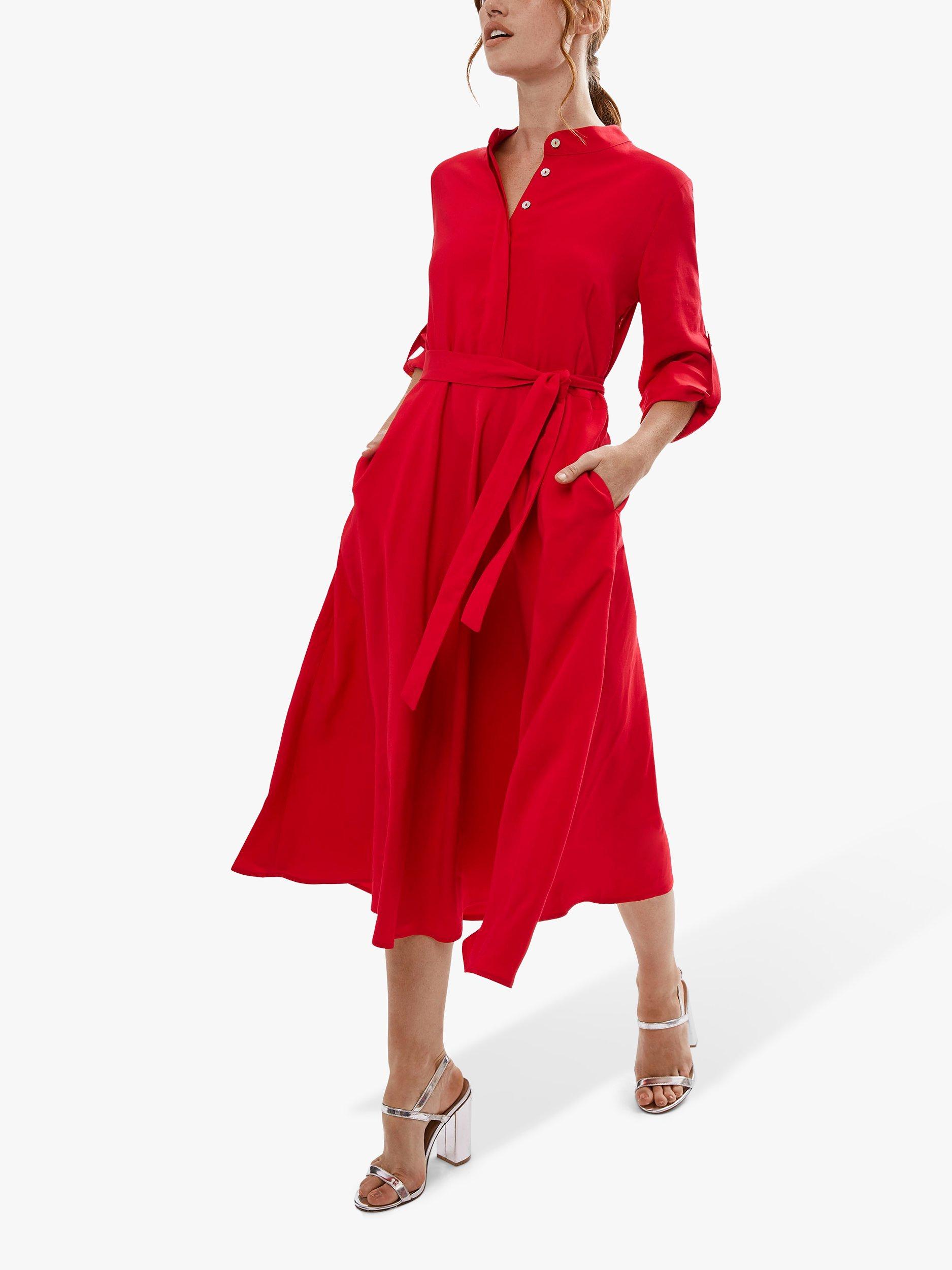 Product image 1 of 5, which shows James Lakeland Roll Sleeve Midi Dress, Red, 8