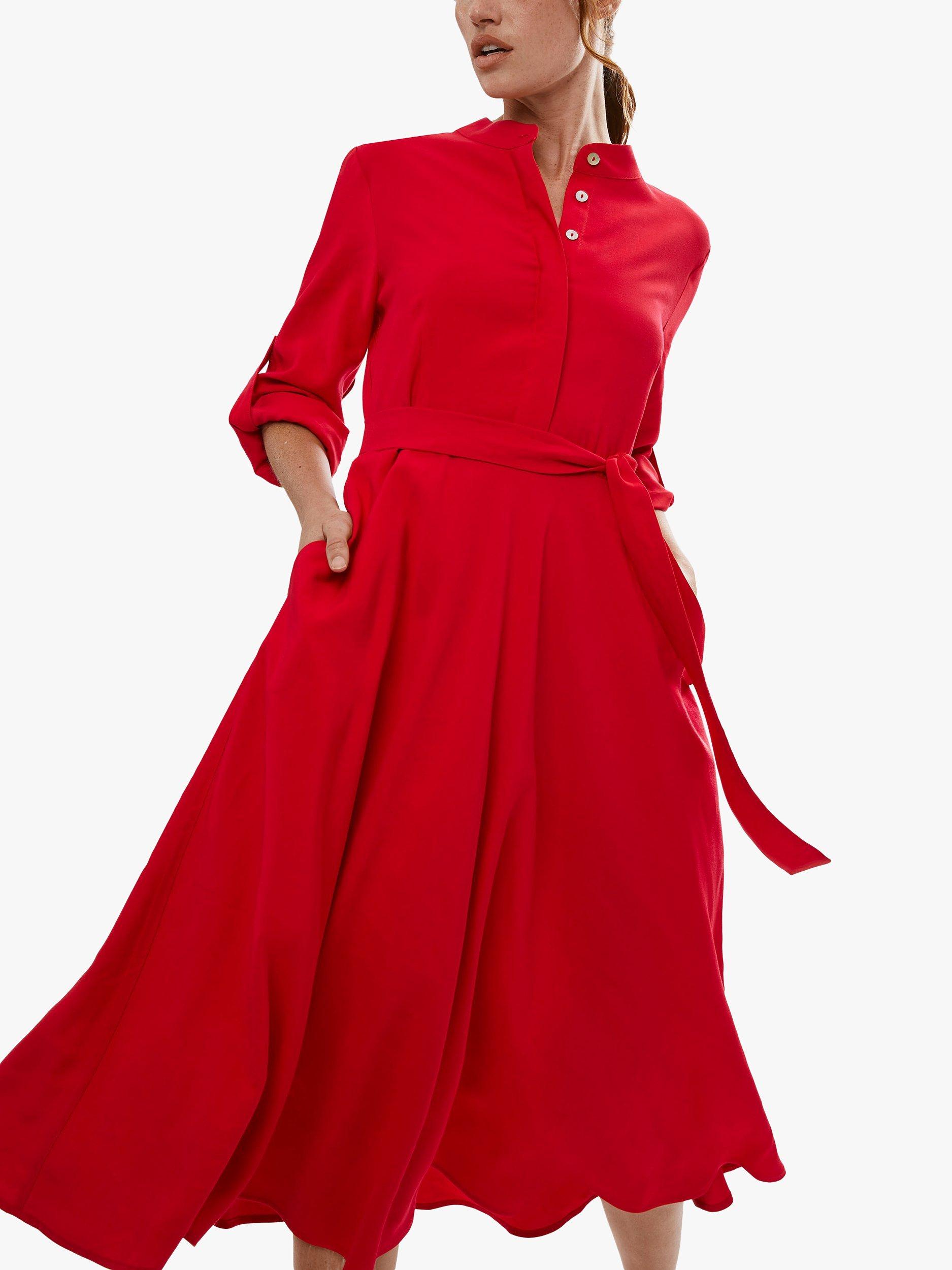 Product image 4 of 5, which shows James Lakeland Roll Sleeve Midi Dress, Red, 8