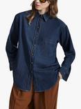 James Lakeland Relaxed Fit Long Denim Shirt, Dark Denim