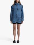 James Lakeland Hooded Longline Denim Jacket, Blue, Blue