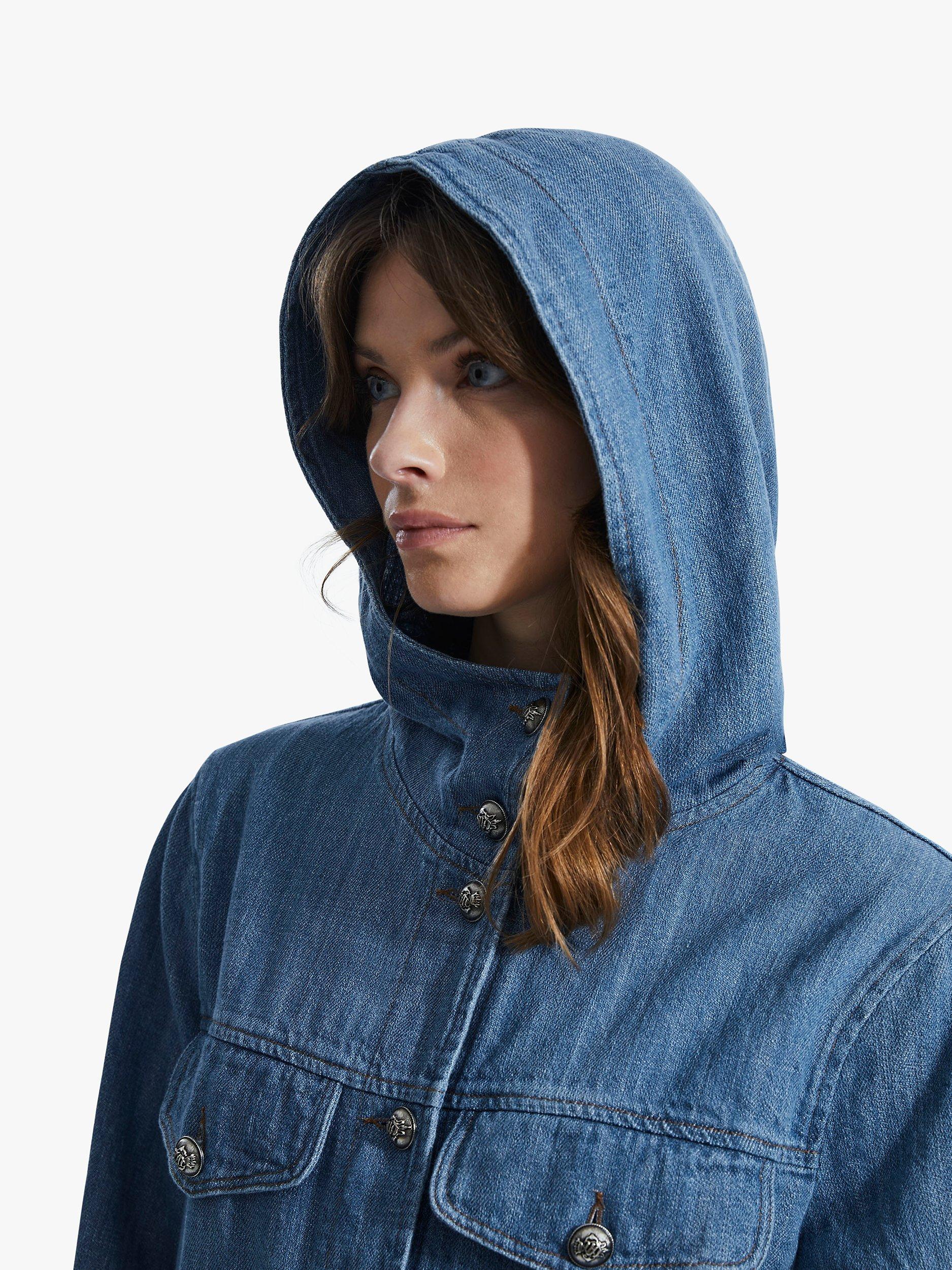 Product image 4 of 5, which shows James Lakeland Hooded Longline Denim Jacket, Blue, 8