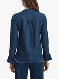 James Lakeland Ruffle Detail Denim Blouse, Blue