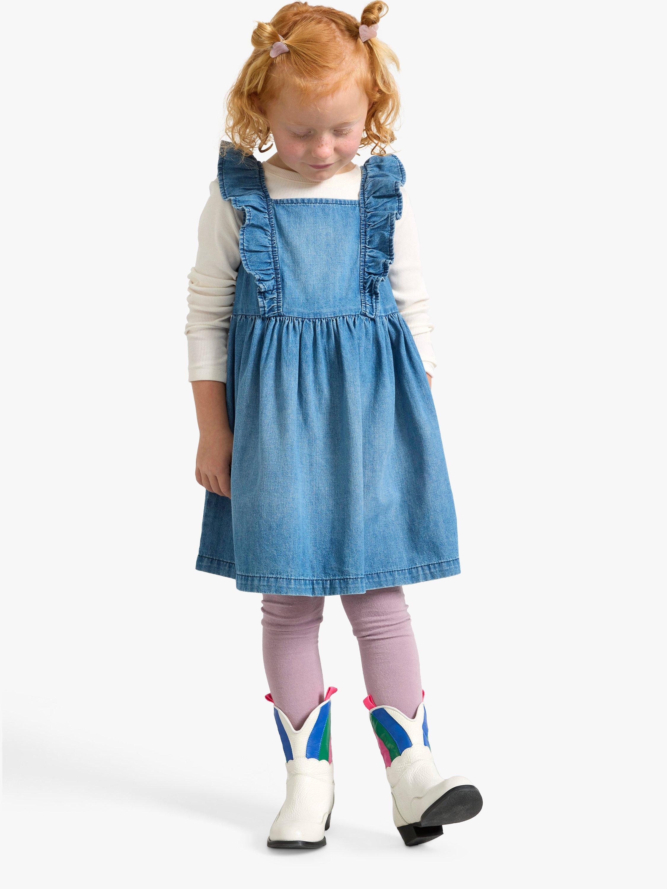 Product image 1 of 6, which shows Lindex Kids' Romantic Denim Bib Dress, Blue, 6 years