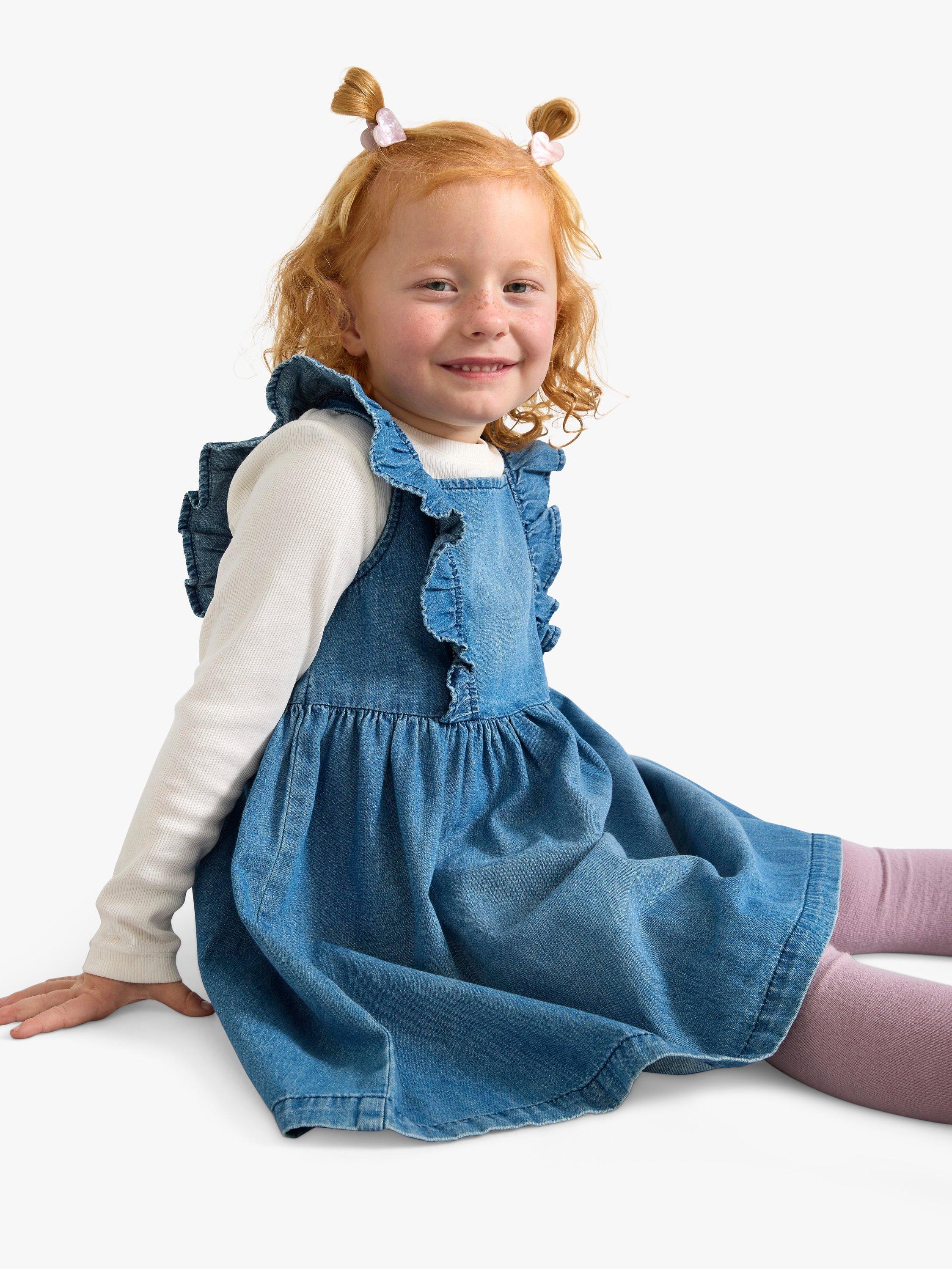 Product image 3 of 6, which shows Lindex Kids' Romantic Denim Bib Dress, Blue, 6 years