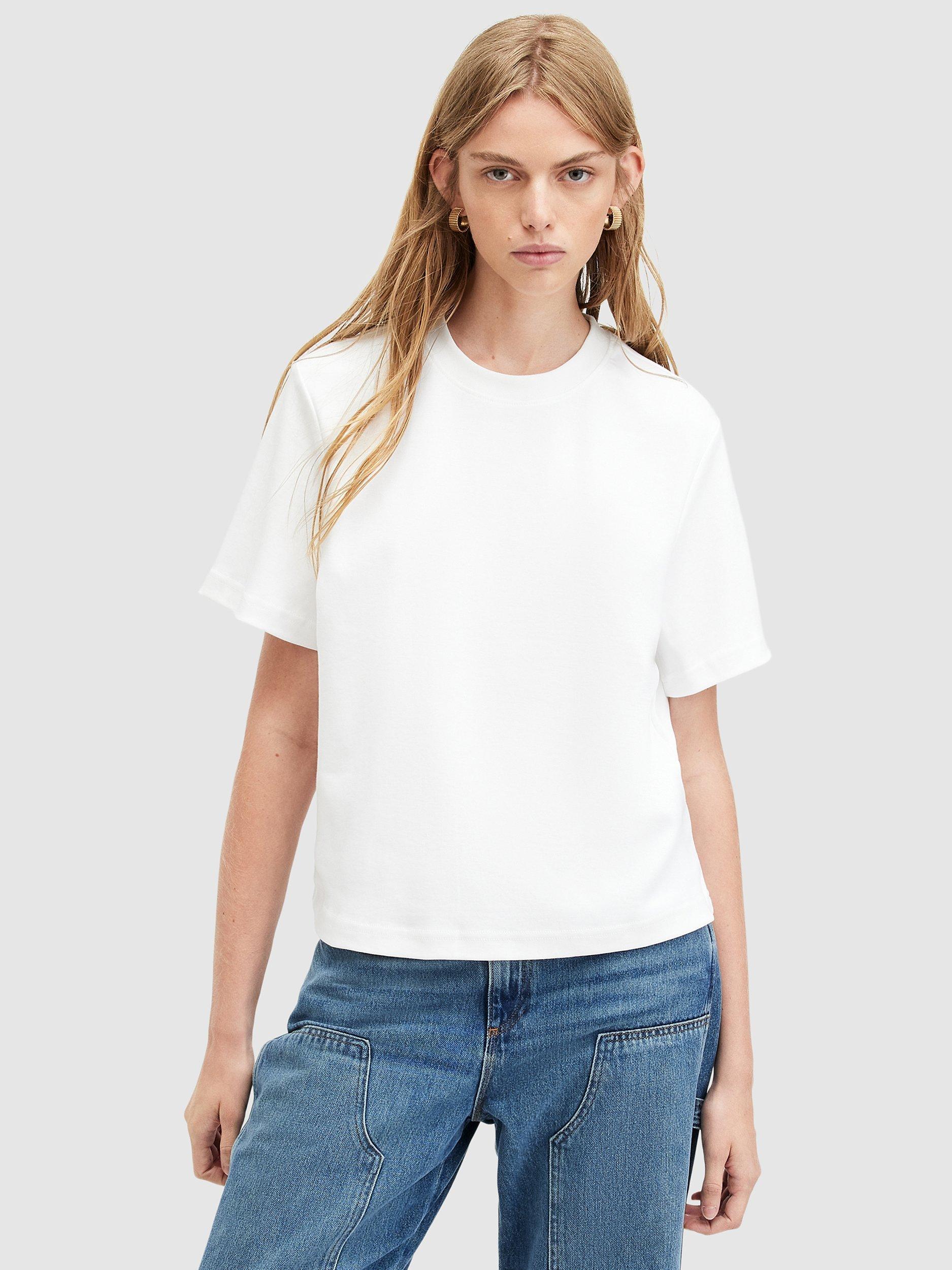Product image 1 of 6, which shows AllSaints Lisa Organic Cotton T-Shirt, White, 6