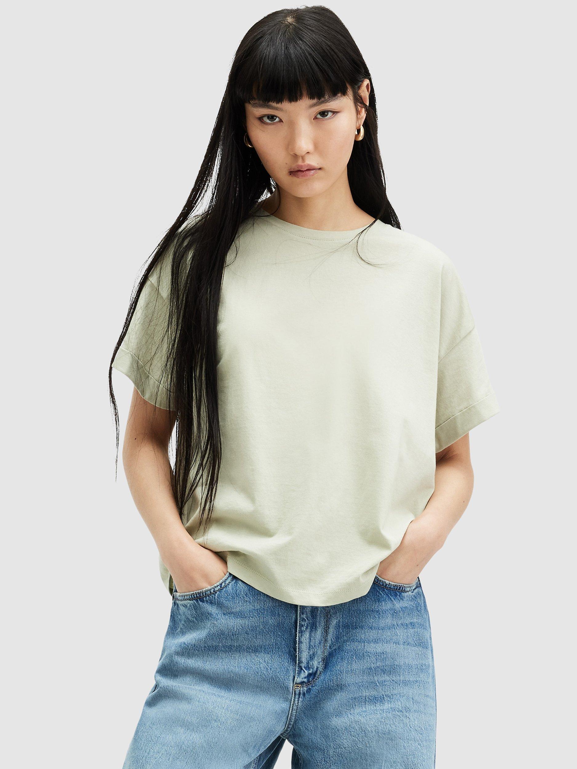 AllSaints Briar Organic Cotton T-Shirt, Muted Green