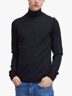 Casual Friday Konrad Merino Wool Blend Roll Neck Jumper, Black