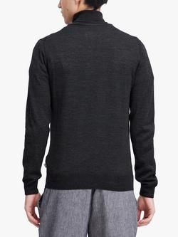 Casual Friday Konrad Merino Wool Blend Roll Neck Jumper - view 2, Dark Grey Melange