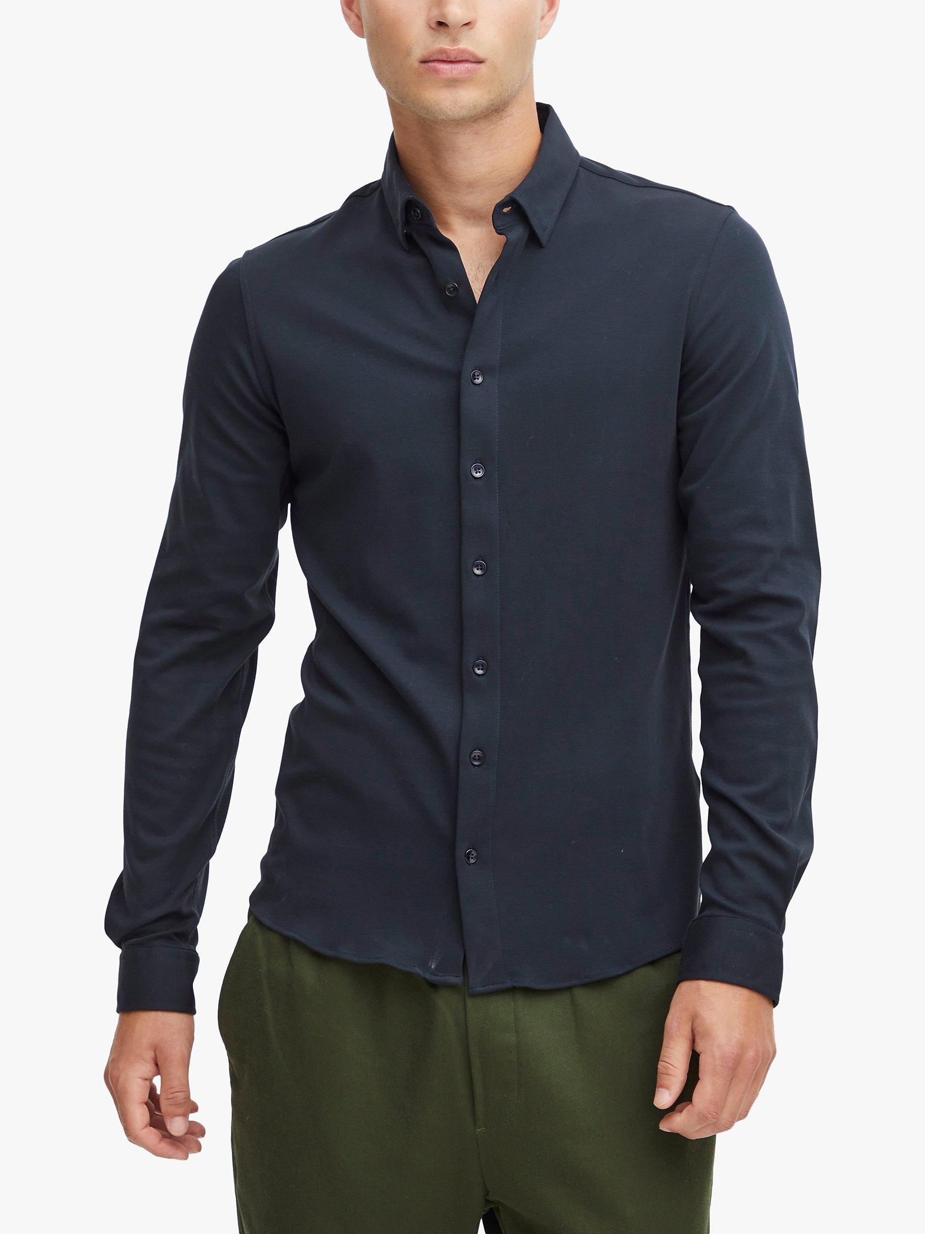 Product image 1 of 6, which shows Casual Friday Arthur Long Sleeve Jersey Shirt, Dark Navy, S